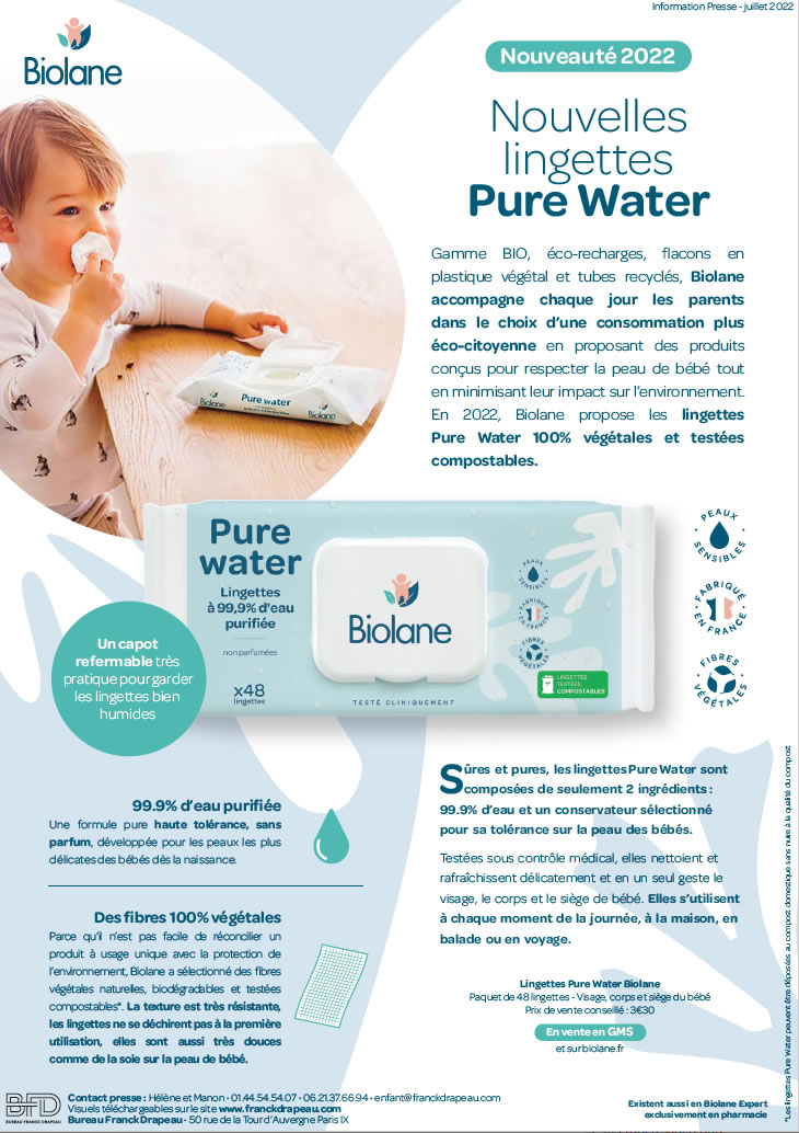 Biolane | Nouvelles lingettes Pure Water