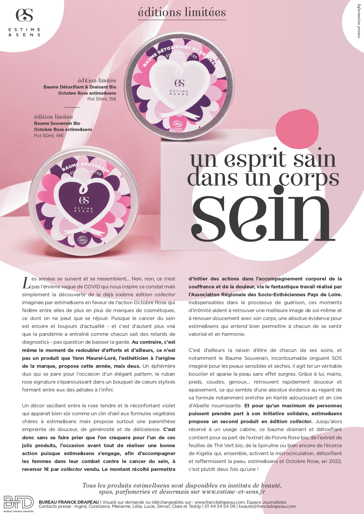 Estime & Sens | Editions Limitées Octobre Rose 2022