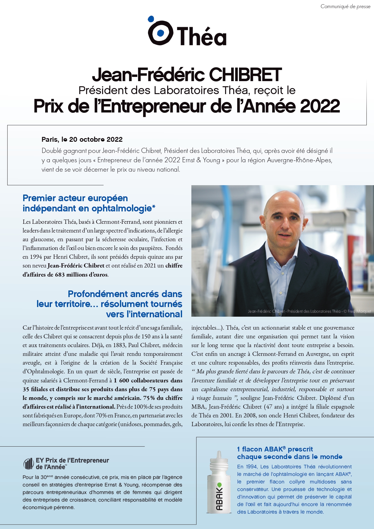 Laboratoires Théa | Prix Entrepreneur E&Y
