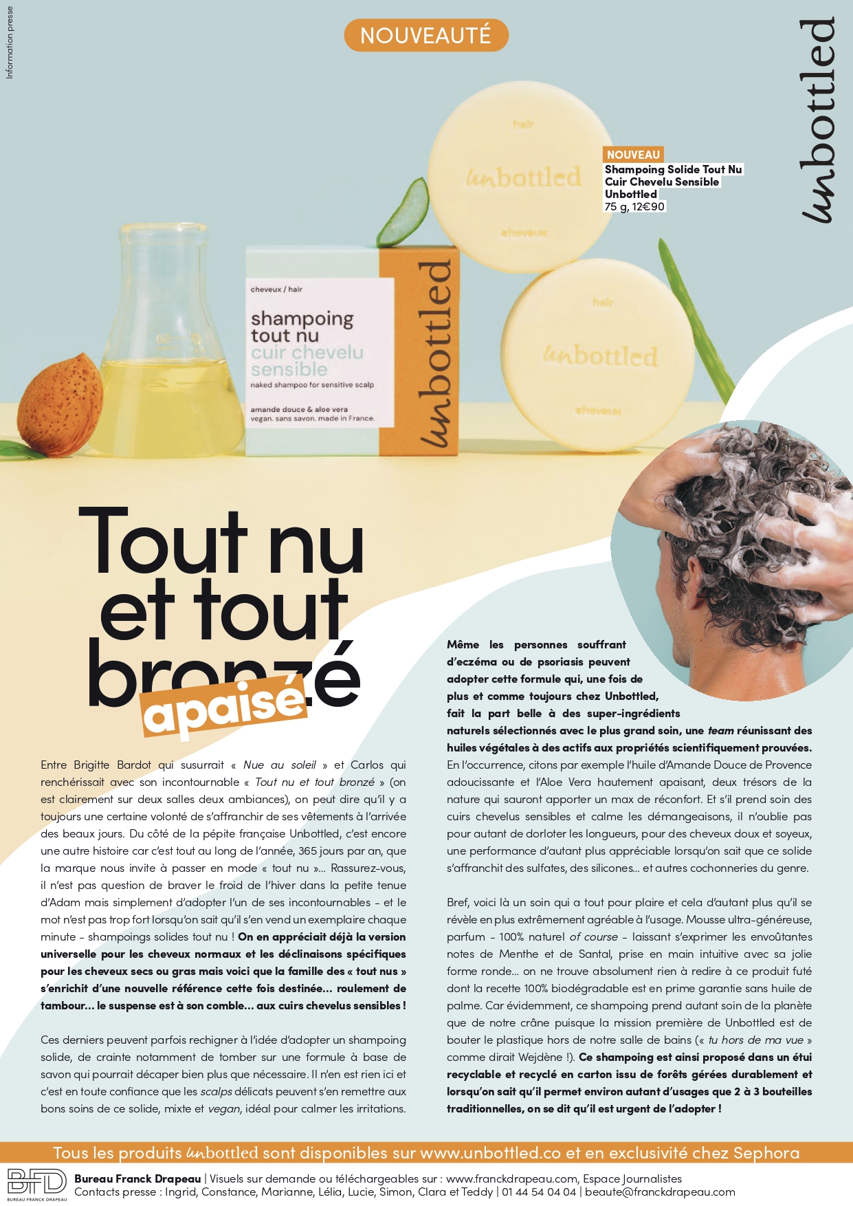 Unbottled | Shampooing Solide Tout Nu Cuir Chevelu Sensible