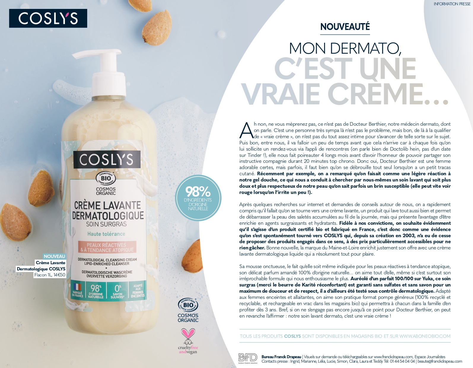 Coslys | Crème Lavante Dermatologique Liquide