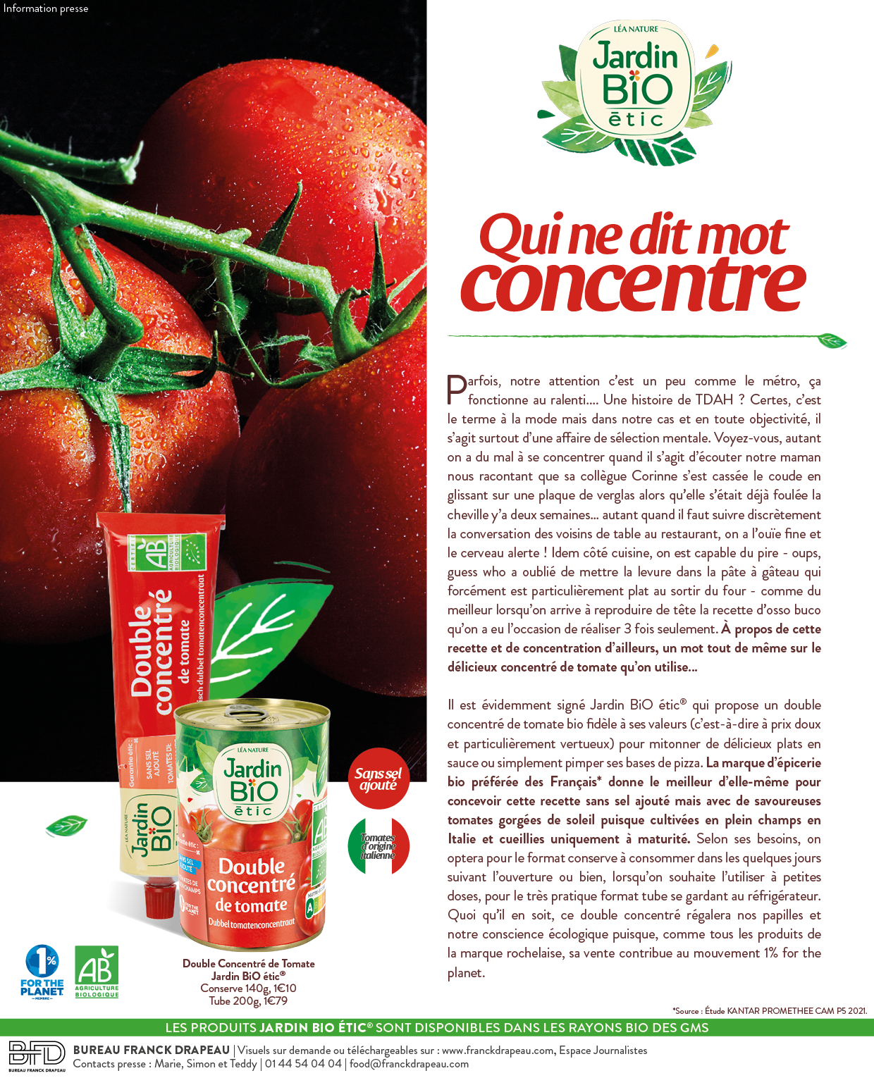 Jardin BiO étic | Double Concentré de Tomate