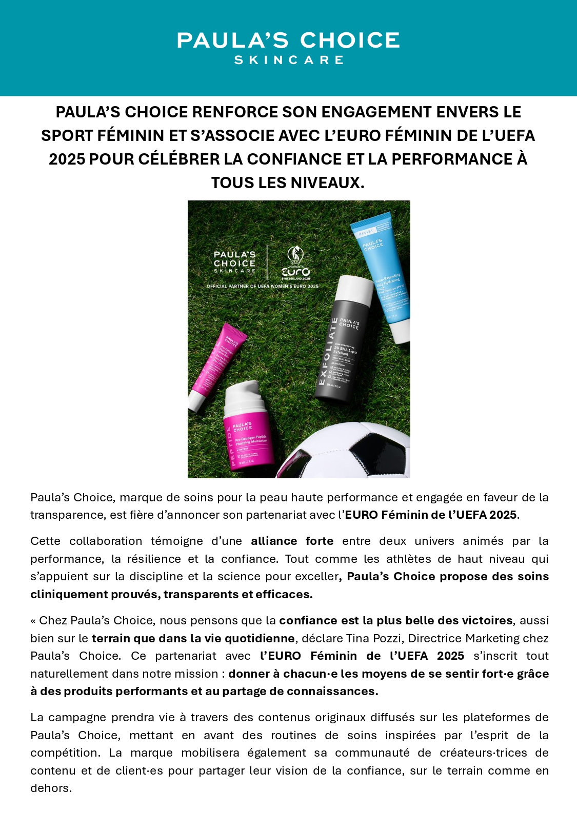 Paula’s Choice | Partenariat UEFA