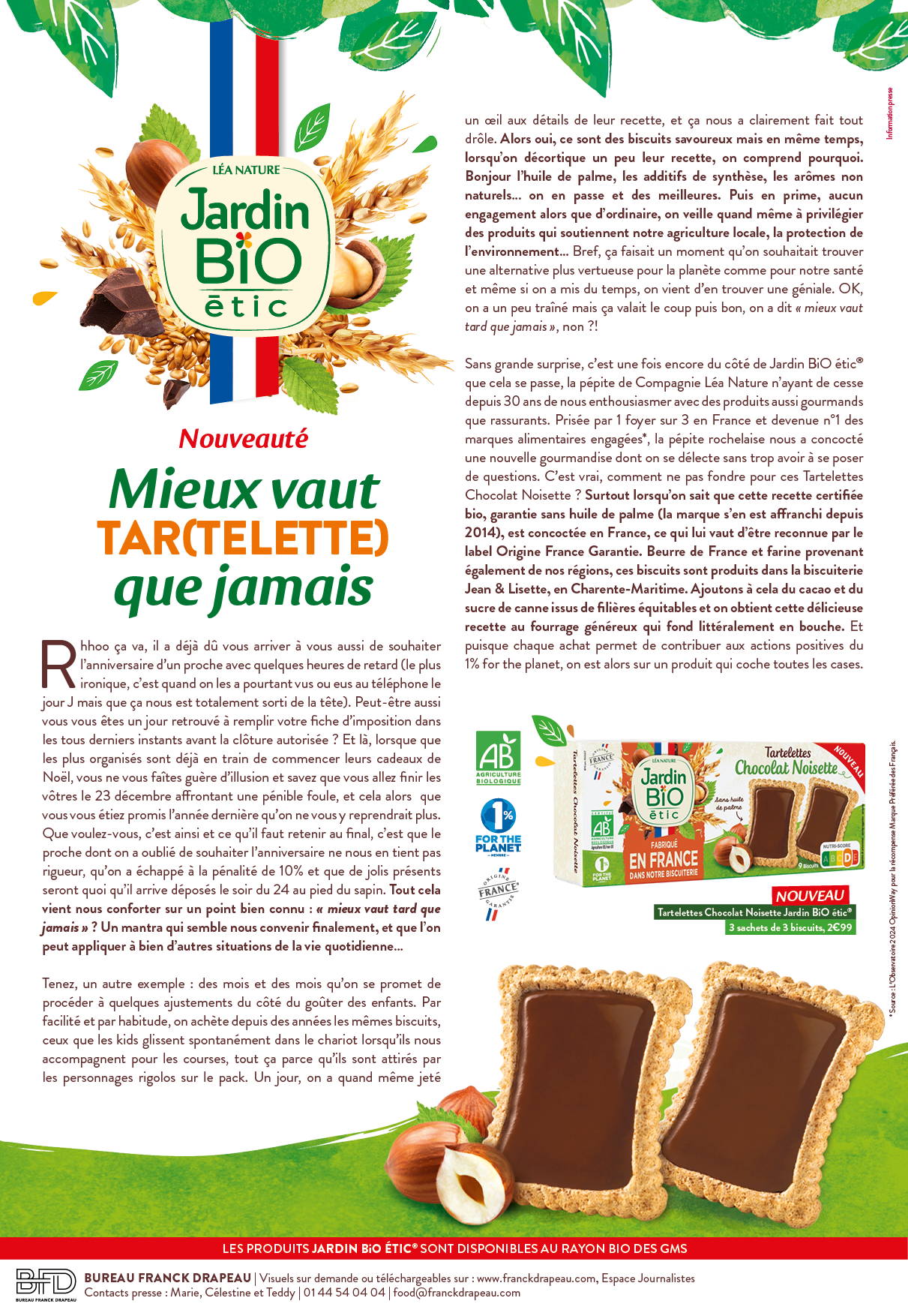 Jardin BiO étic | Tartelettes Chocolat Noisette