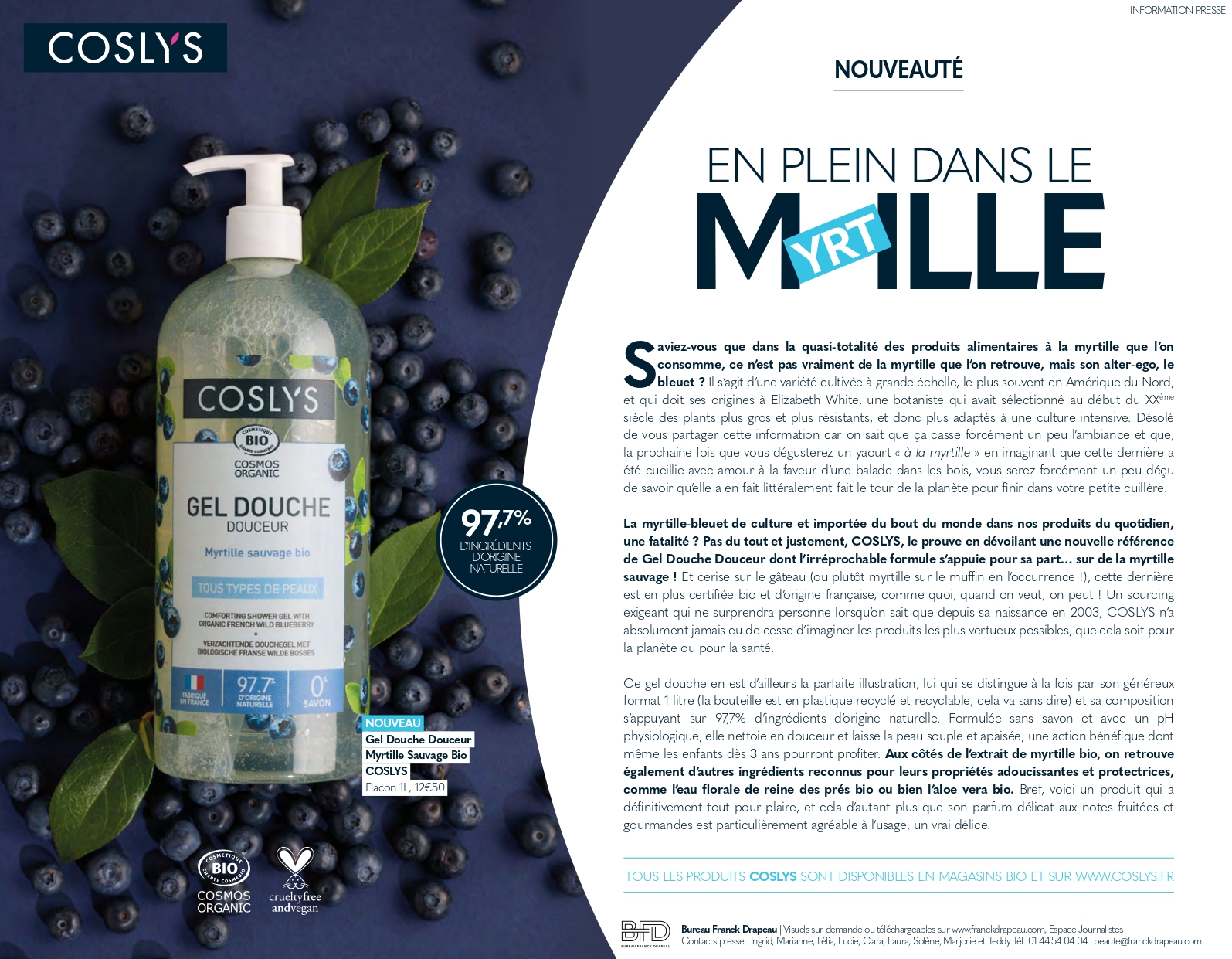 Coslys | Gel Douche Douceur Myrtille Sauvage Bio