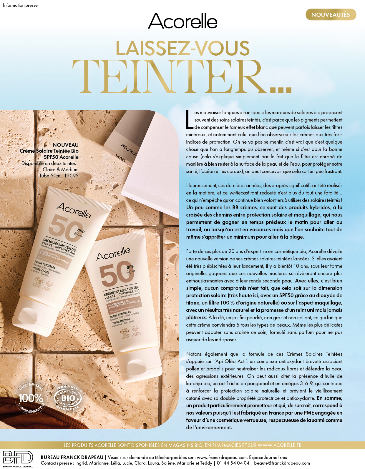 Acorelle | Crème Solaire Teintée