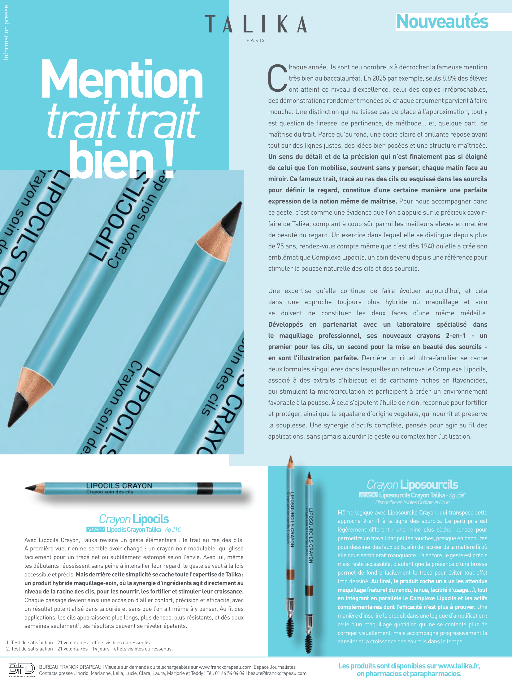 Talika | Crayons Lipocils et Liposourcils