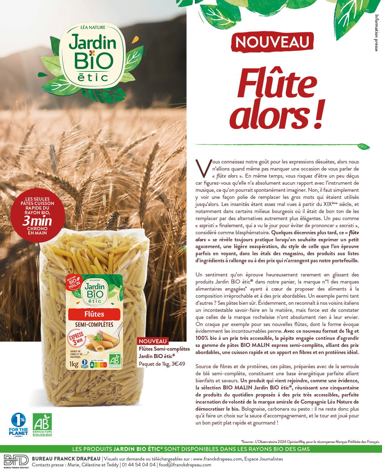 Jardin BiO étic | Nouvelles Pâtes