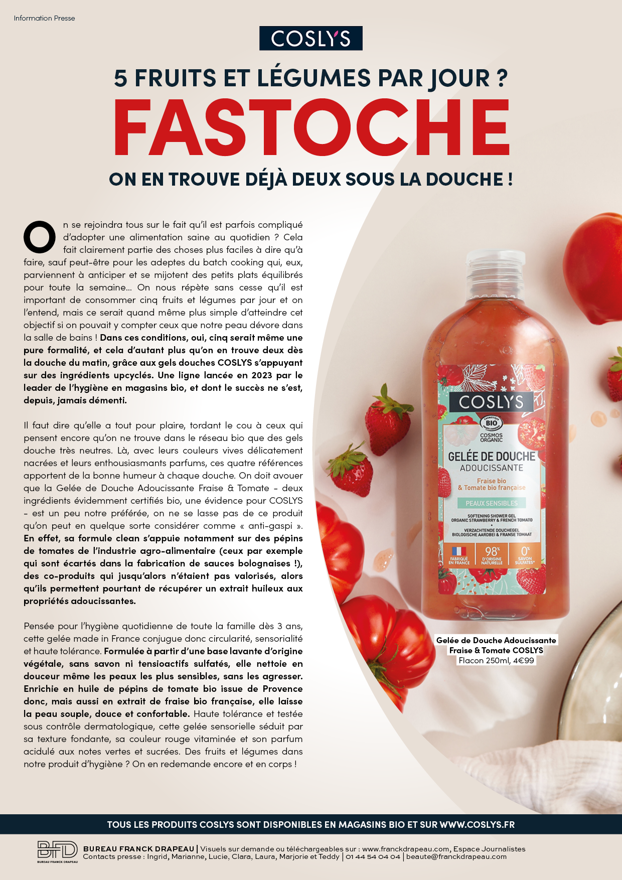 Coslys | Gelée de Douche Adoucissante Fraise & Tomate bio