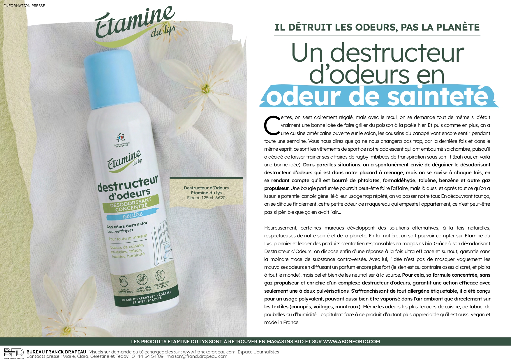 Etamine du Lys l Destructeur d&rsquo;Odeurs