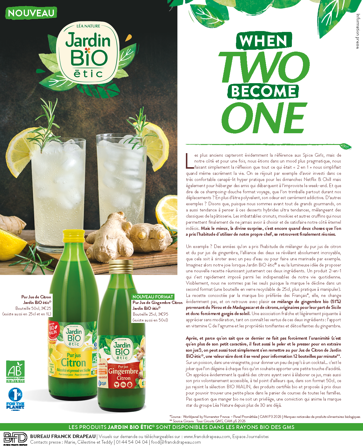 Jardin BiO étic | Jus Citron et Gingembre