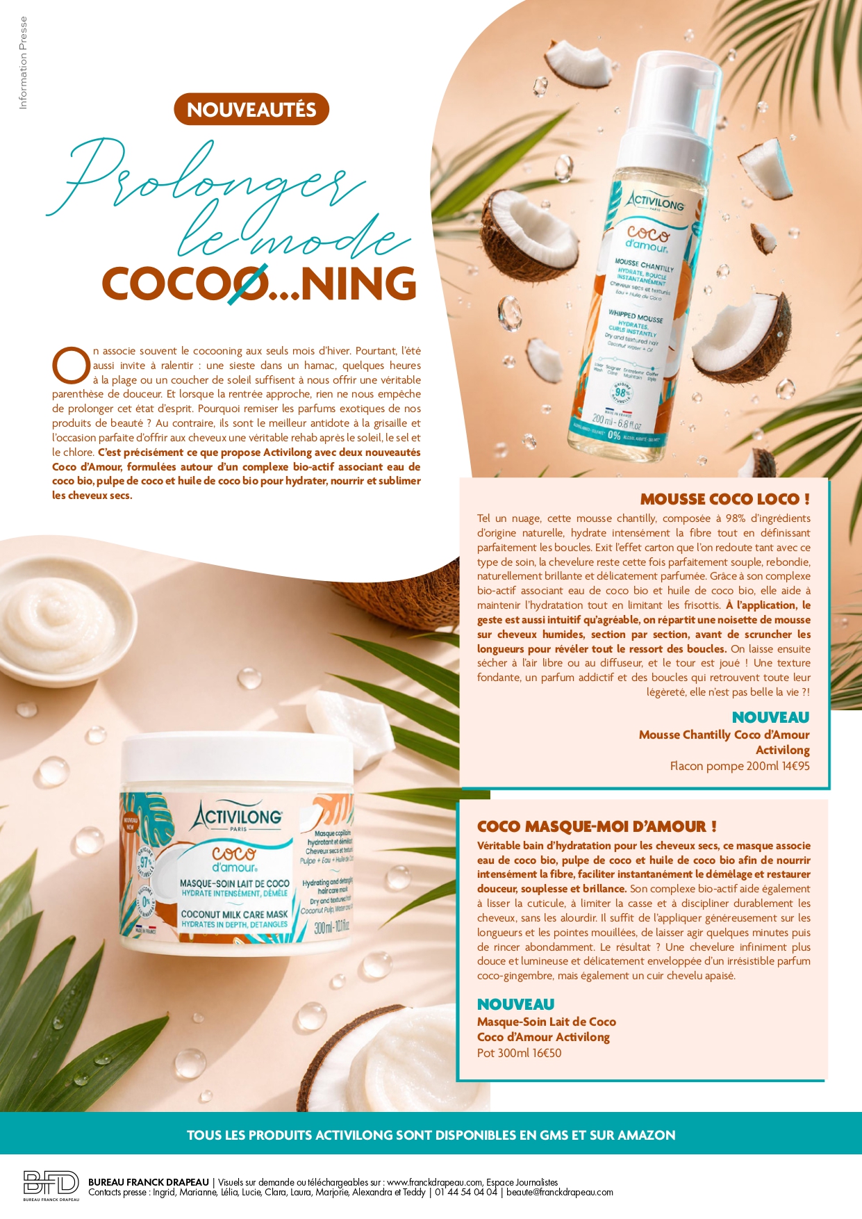 Activilong l Masque-Soin Lait et Mousse Chantilly Coco D&rsquo;Amour